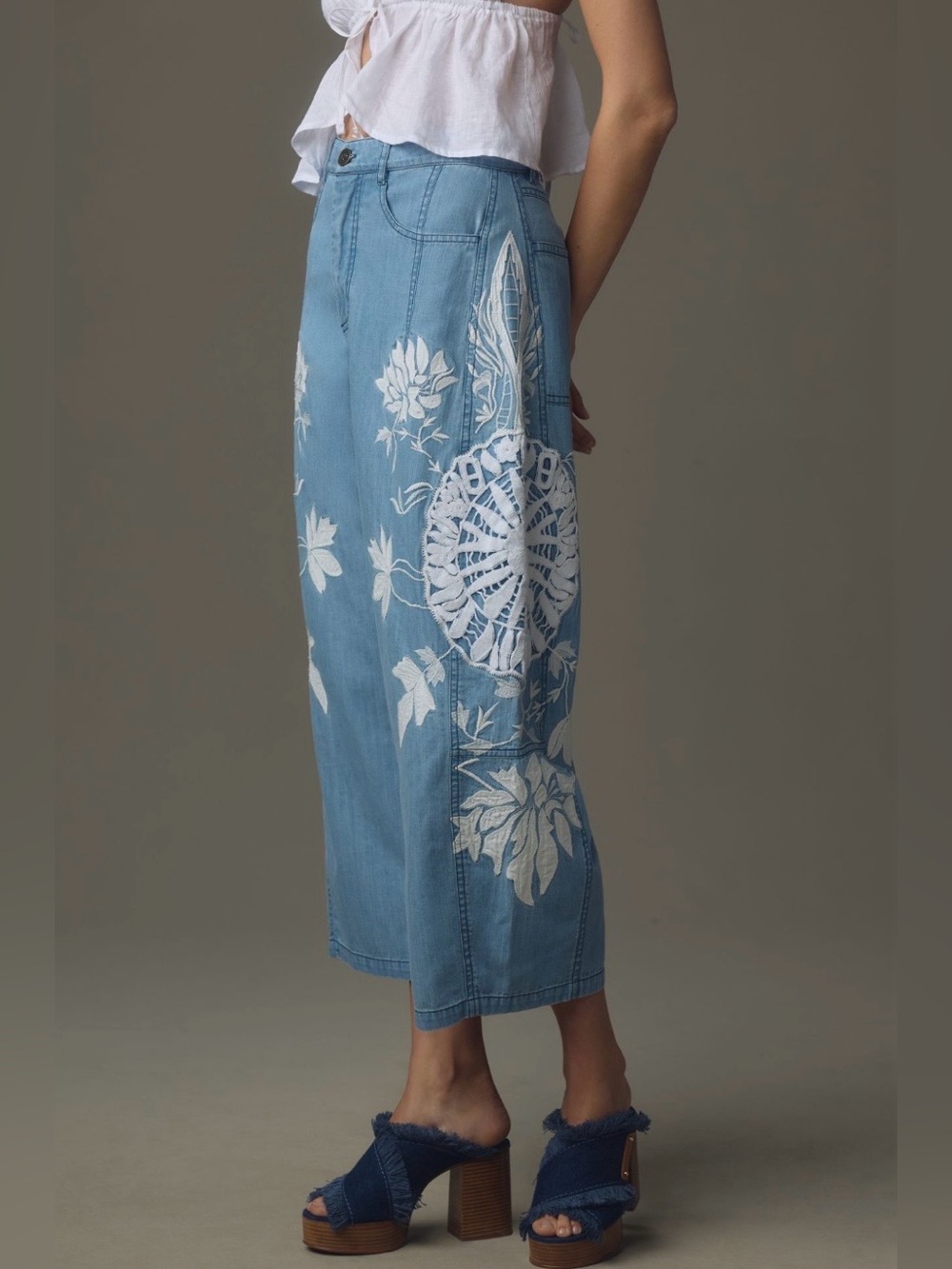 Anthropologie Pilcro Kenna Mid-Rise Heritage Barrel Jeans: Embroidered Edition - Picture 3 of 14